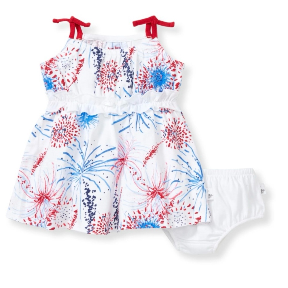 Burt's Bees Baby Firework Print Dress with Bloomers